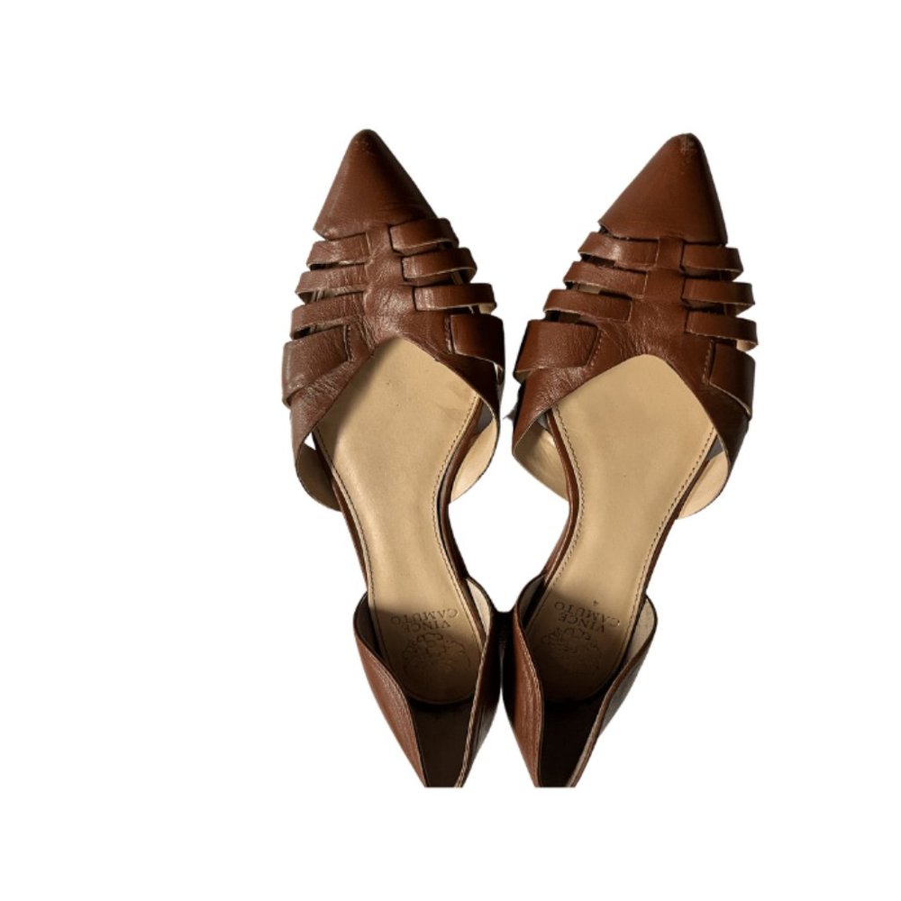 Vince Camuto Hallie Brown Leather Flats Sz 9